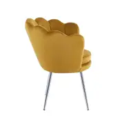 Fotel wypoczynkowy muszla mała velvet curry nogi srebrne FR1-ZA